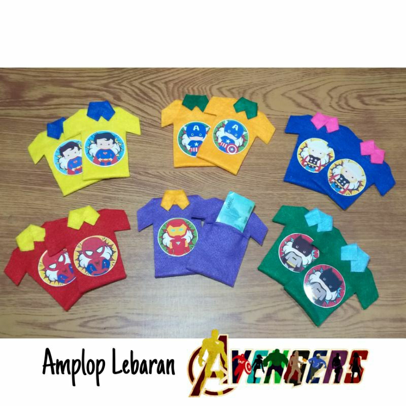 

amplop lebaran THR baju superhero
