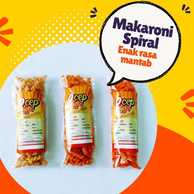 makaroni gandum spiral packet jualan isi 100 bungkus 9 varian rasa / makaroni ocep snack