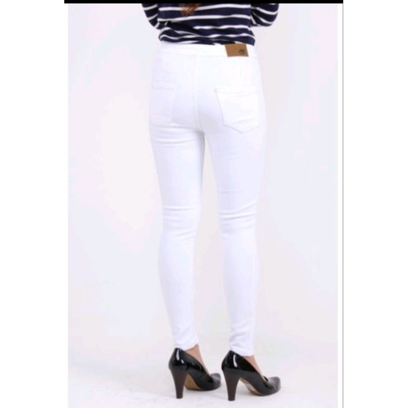 Celana jeans wanita pinggang tinggi putih 27-34