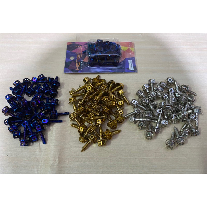 baut probolt flower body HENG honda vario beat scoopy blue ,crome dan gold / 20pcs