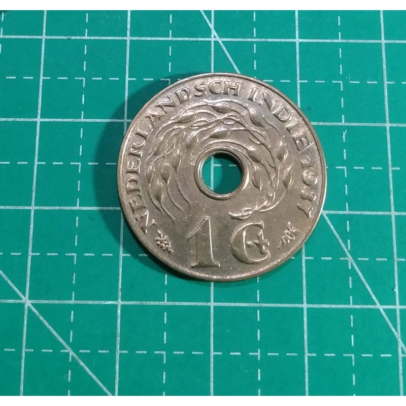 koin lawas jaman penjajahan belanda 1 cent Wilhelmina 1936-1945 Tahun Random