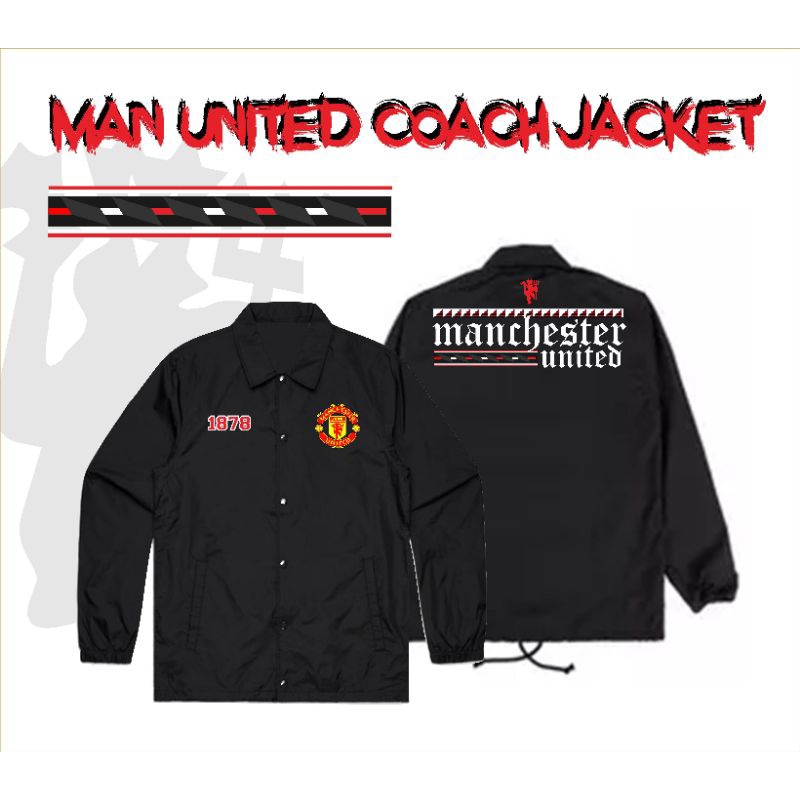 Jaket Manchester United Coach Jacket Black 1878 Red Devils Limited Edition