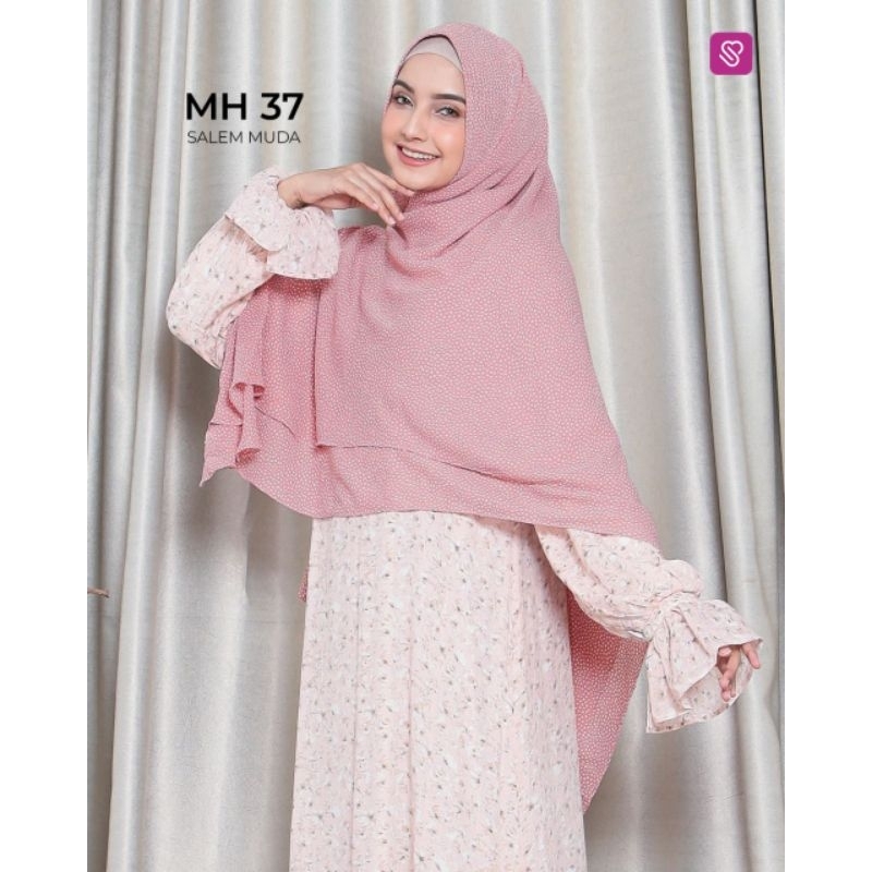 KHIMAR MUNIRA MH 37 JILBAB INSTAN 2LAYER RESLETING DAGU SEGIEMPAT INSTAN MOTIF