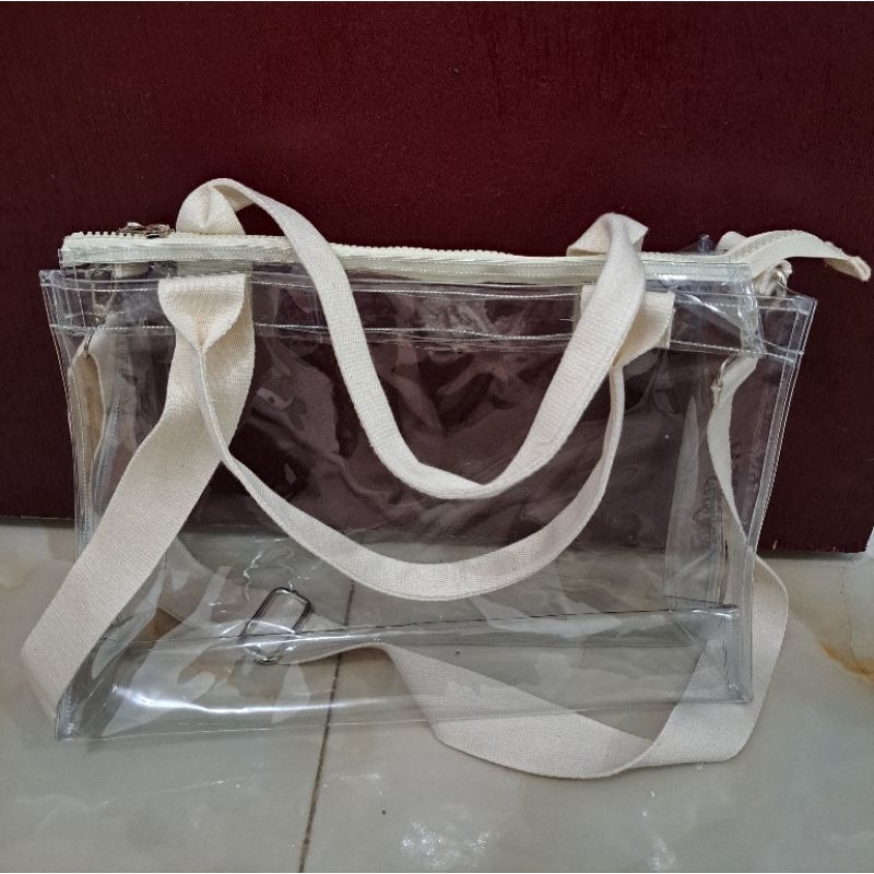 Tas PVC/Tas Transparan Cream