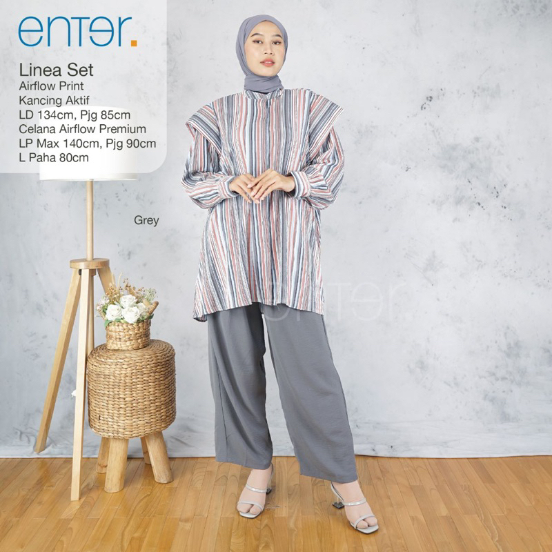 setelan Linea long tunik / oneset long tunik / setelan jumbo / setelan jumbo garis mix polos setelan