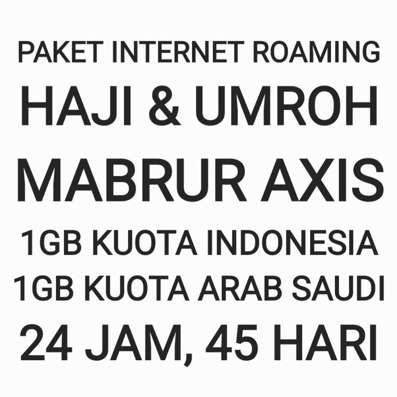 [CHAT DULU SEBELUM ORDER]Paket Internet Roaming Mabrur Haji Umroh Umrah Axis Luar Negeri Negri 2 GB 