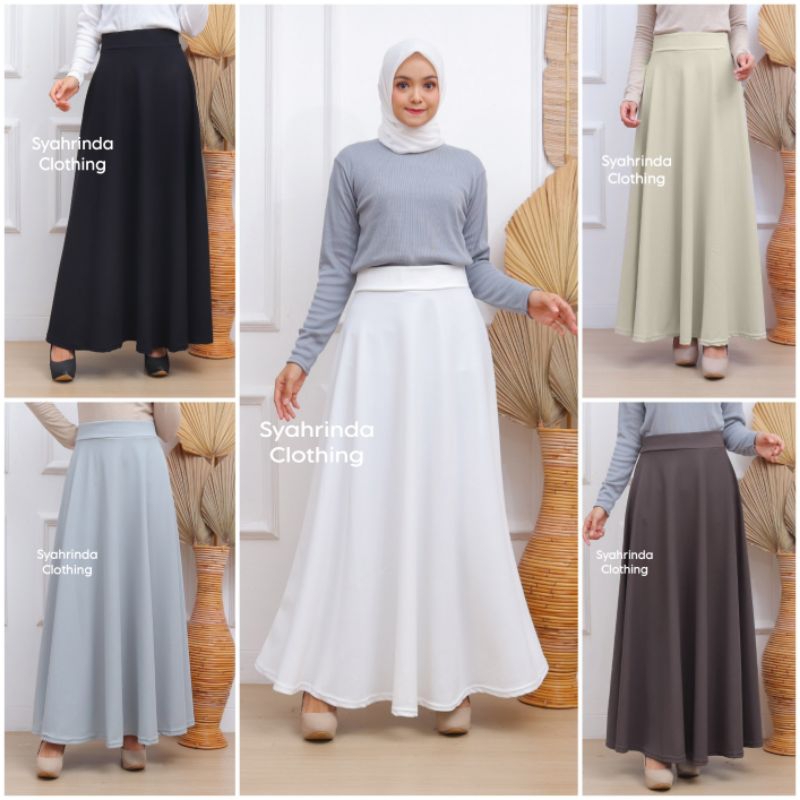 Rok Panjang Polos Lebar Twist Premium Bawahan Klok Mayung Import