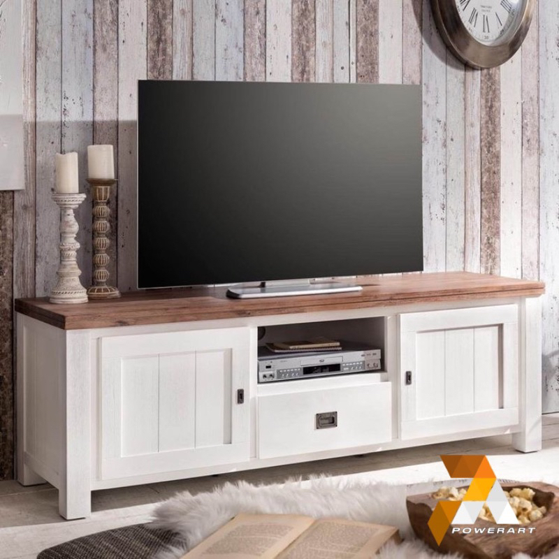 Meja TV Minimalis Cat Duco Putih Bufet TV Minimalis Putih Konsol Tv