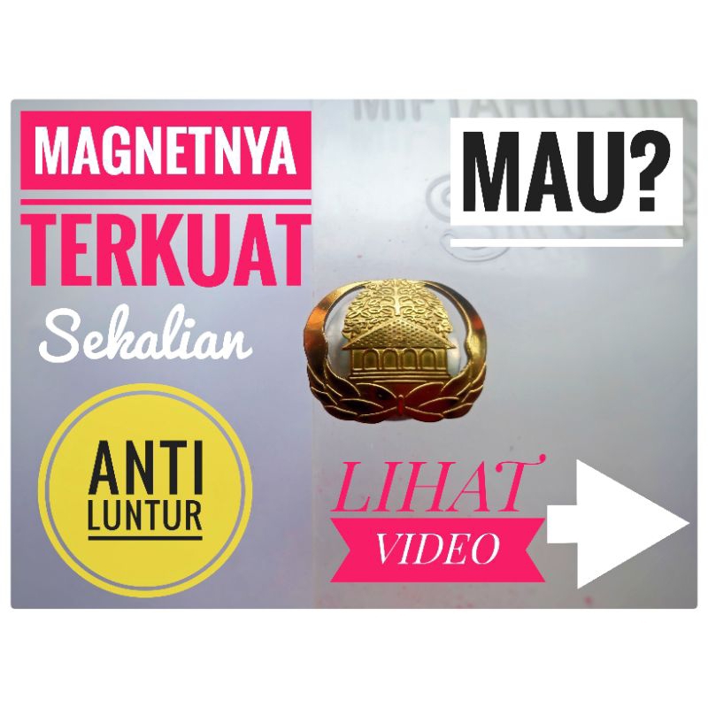 PIN KORPRI MAGNET TERKUAT, TERBAIK, KUNINGAN ASLI 100 % - BERGARANSI, ANTI LUNTUR