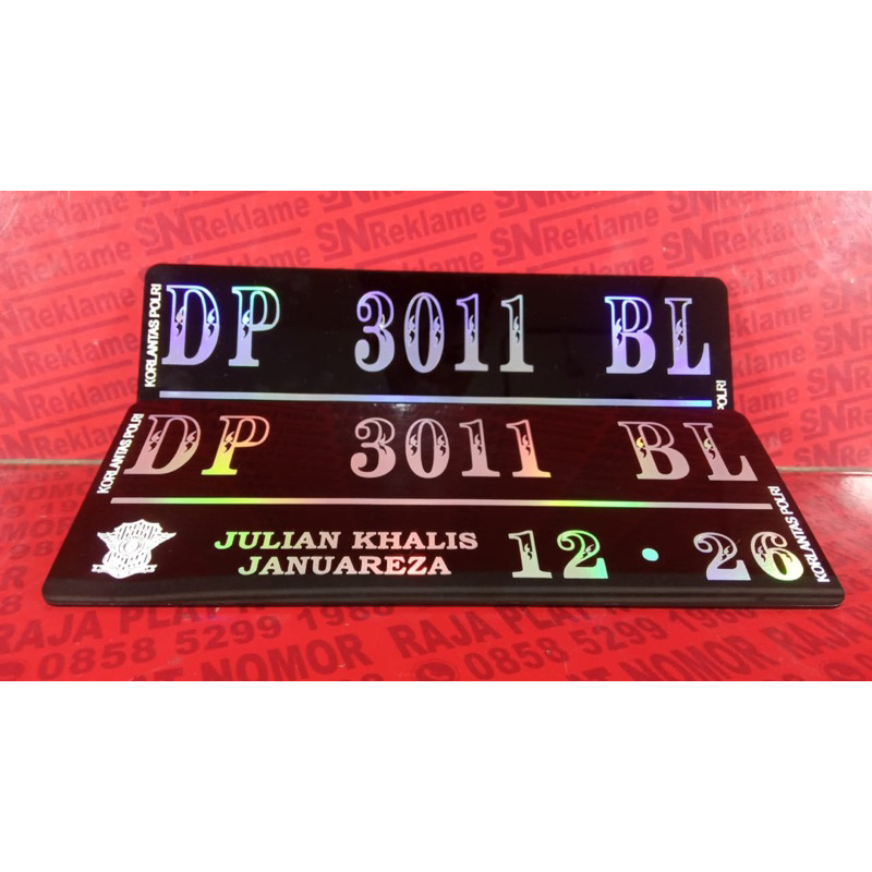 PLAT NOMOR MIKA DATAR MOTOR HOLOGRAM, keren, mewah,