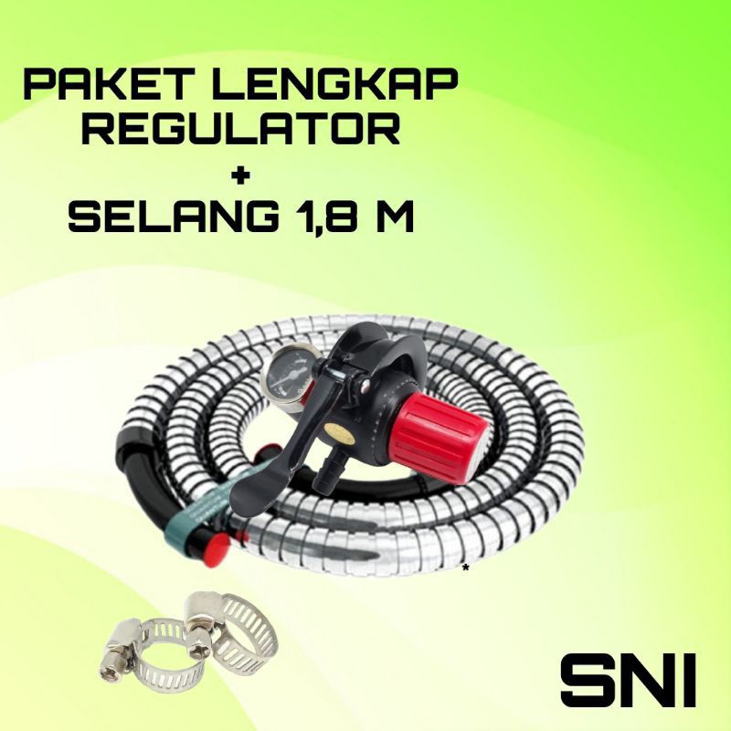 PAKET SELANG SF  + REGULATOR STARCAM HP HIGH PRESSURE   TEKANAN TINGGI METER