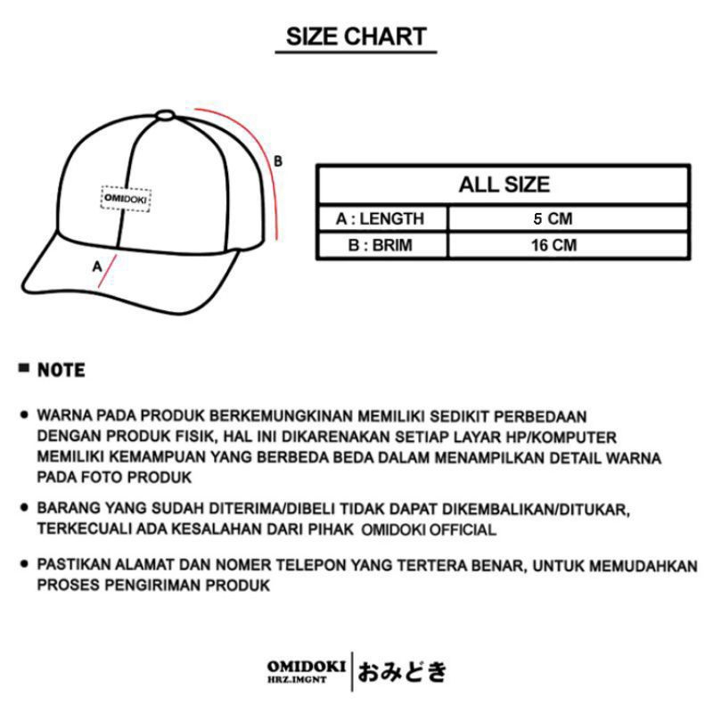 Sixpanel Topi Baseball Caps (visor pendek) Omidoki