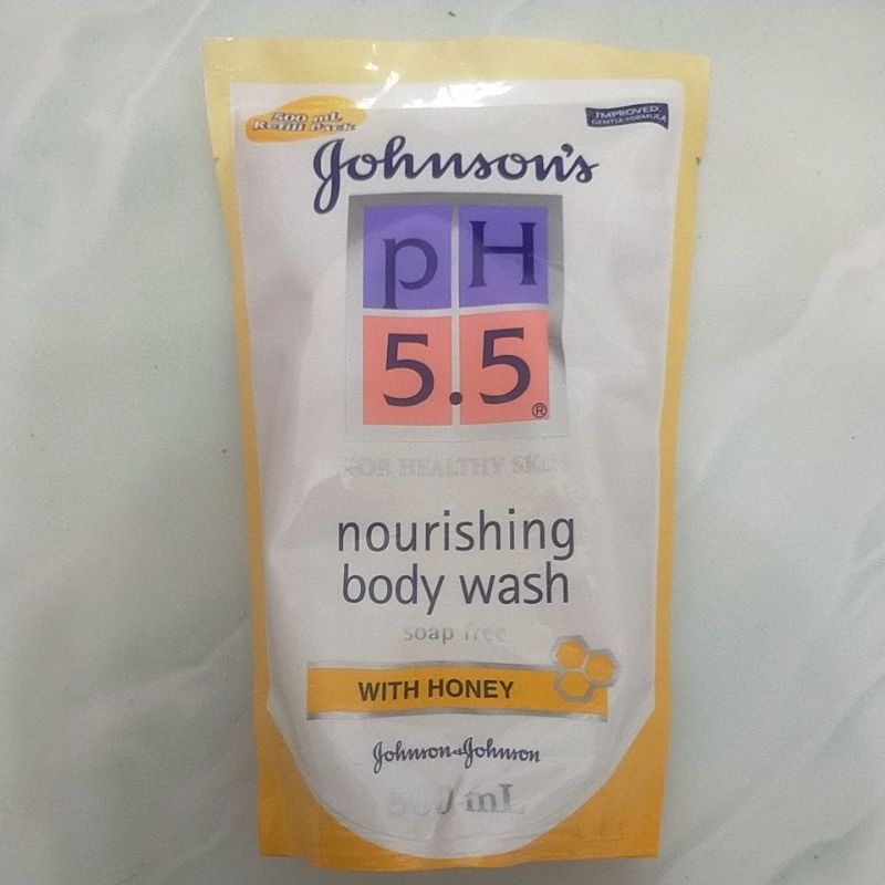 JOHNSONS with HONEY body wash 500ml refill pack, johson p h 5.5 honey sabun mandi