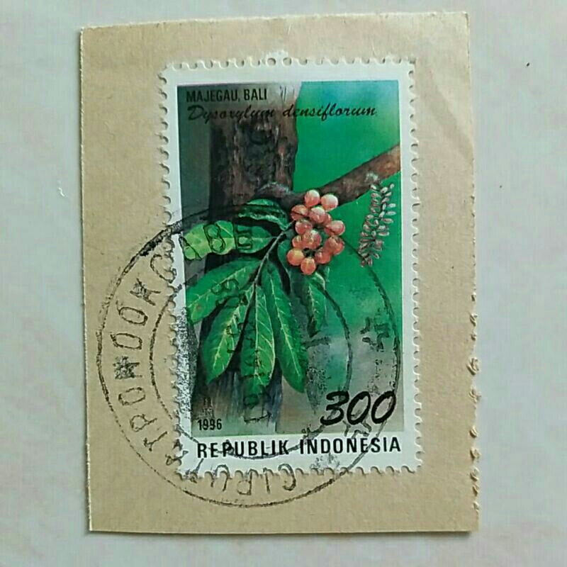 

(K10) Cap Pos Jelas Perangko Cinta Puspa & Satwa Seri 4 - Majegau Bali 1996 300 Rupiah Used