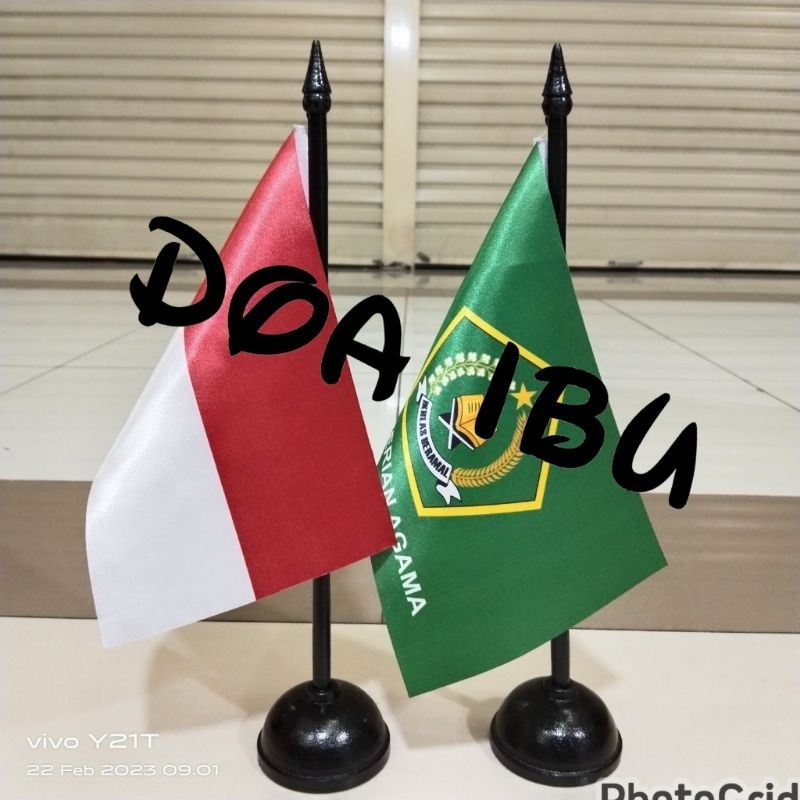 

best seller bendera meja INDONESIA+KEMENTERIAN AGAMA+tiang kayu