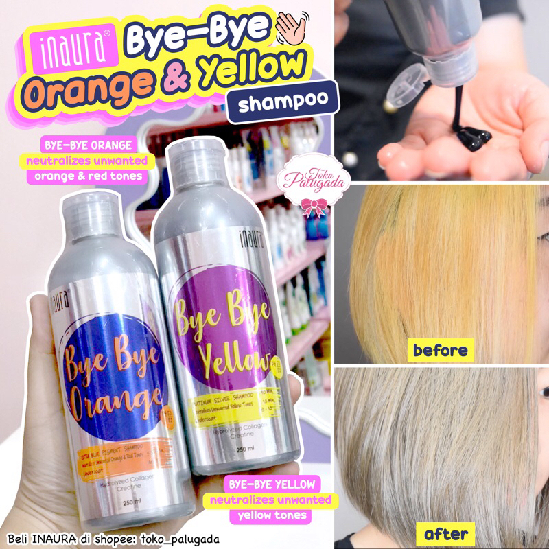 [BISA COD] INAURA Bye Bye Shampoo - Inaura Bye Bye Yellow Shampoo - Inaura Bye Bye Orange Shampoo - Shampo Rambut berwarna - Shampoo anti kuning - Shampoo anti merah