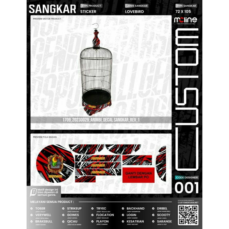 decal stiker sangkar burung lovebird custom desain