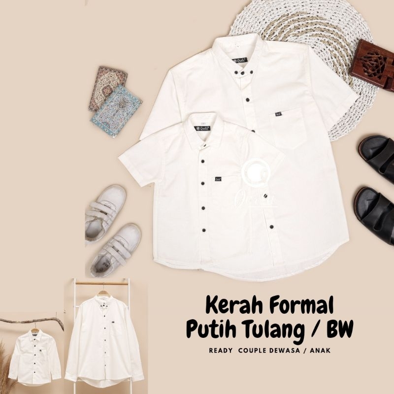 Kemeja KERAH FORMAL dewasa / anak PUTIH TULANG / BW