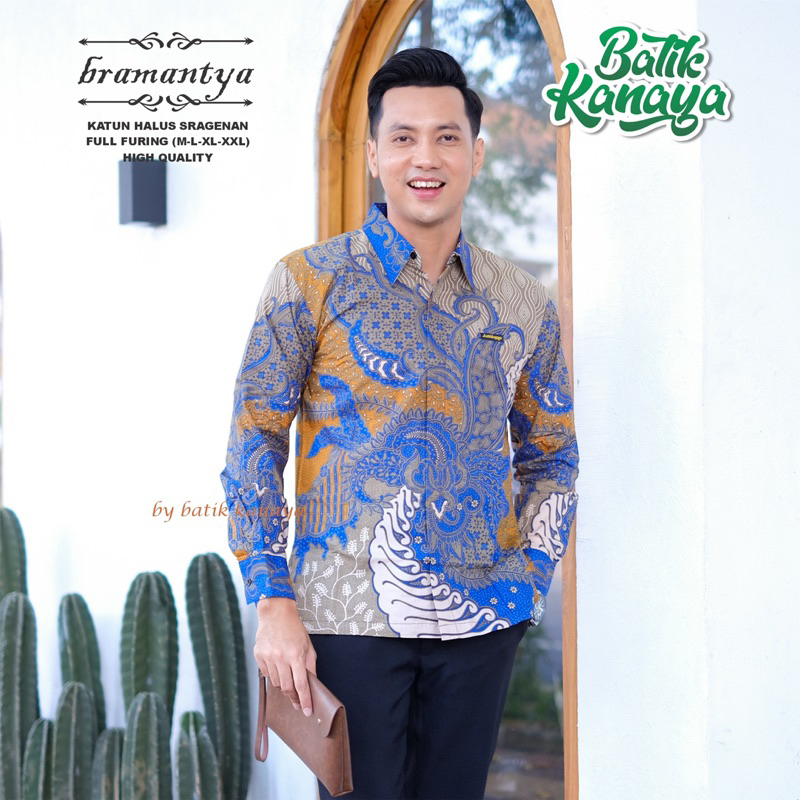 BRAMANTYA Kemeja Batik Pria Bahan Katun PREMIUM Berlapis Furing