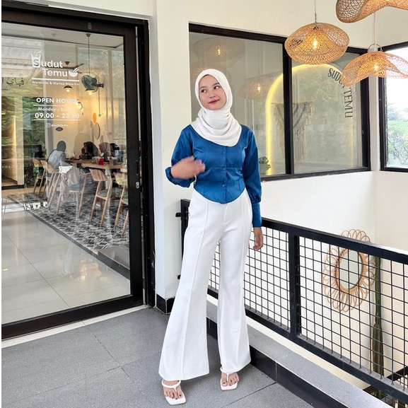 Orlin Kemeja Korset Wanita - Corset Shirt Long Sleeve - Atasan Kemeja Puff Blouse Top Wanita - Kemeja Kerja Wanita - Kemeja Corset Lengan Panjang - Blouse Satin