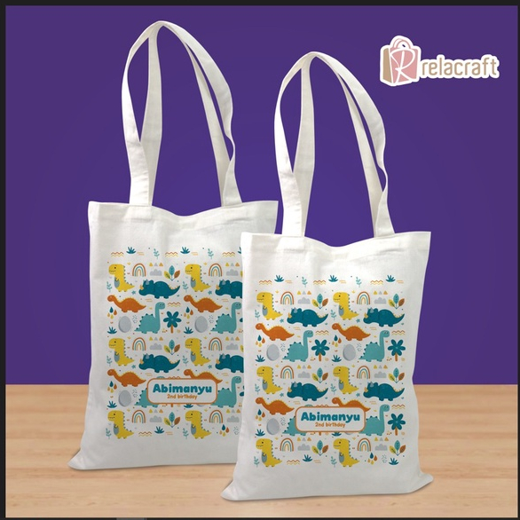 TOTEBAG KEKINIAN/TOTEBAG REMAJA GAMBAR DINO SAURUS/TOTEBAG KECE/BAHAN BLACU