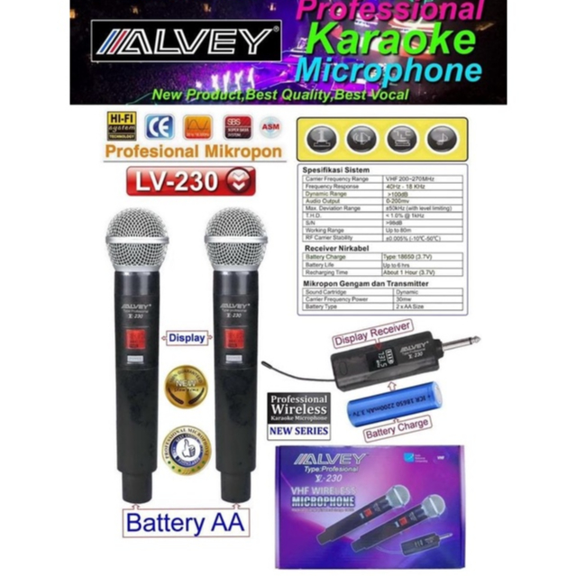 Mic Wireless Double Alvey LV230 / Mic Karaoke