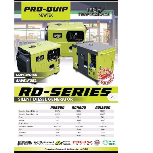 Genset silent Proquip series 9000 Watt solar