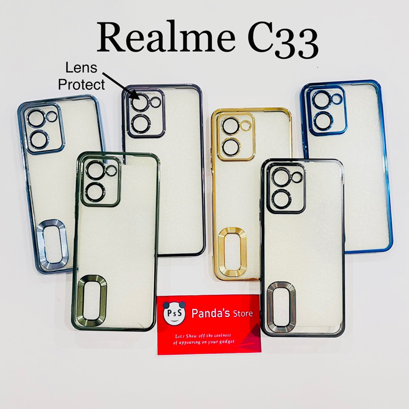 Softcase Realme C33 Lens Protector Circle Chrome Logo Clear Case