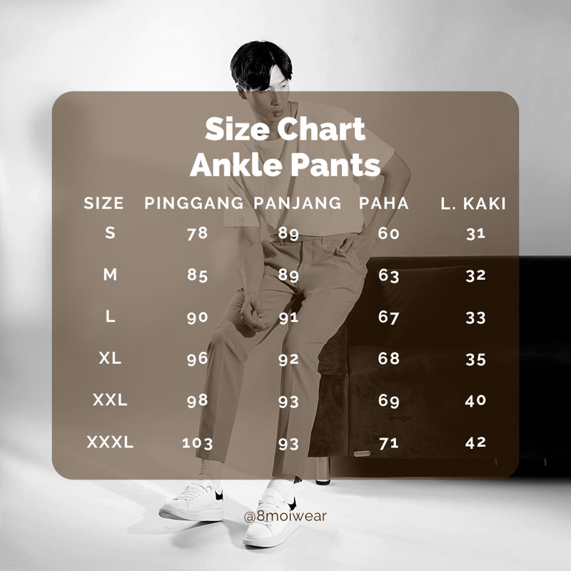 CELANA ANKLE PANTS SLIMFIT PRIA/CELANA BAHAN PRIA/CELANA KERJA KANTOR PRIA