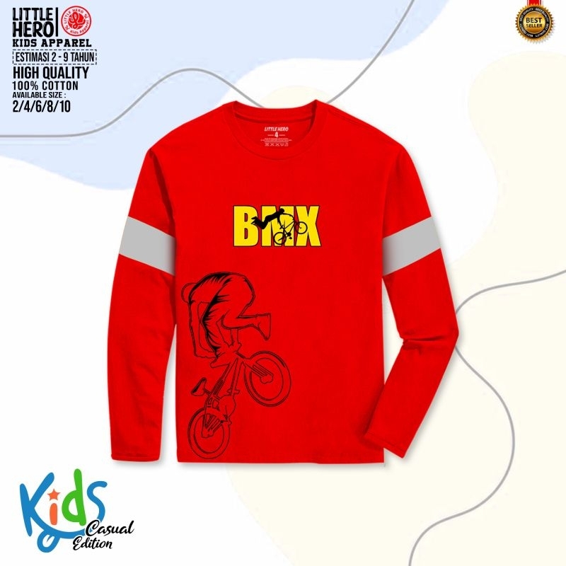 Baju Kaos Anak Laki Laki Cowok Lengan Panjang Little Hero Usia 2 3 4 5 6 7 8 Tahun