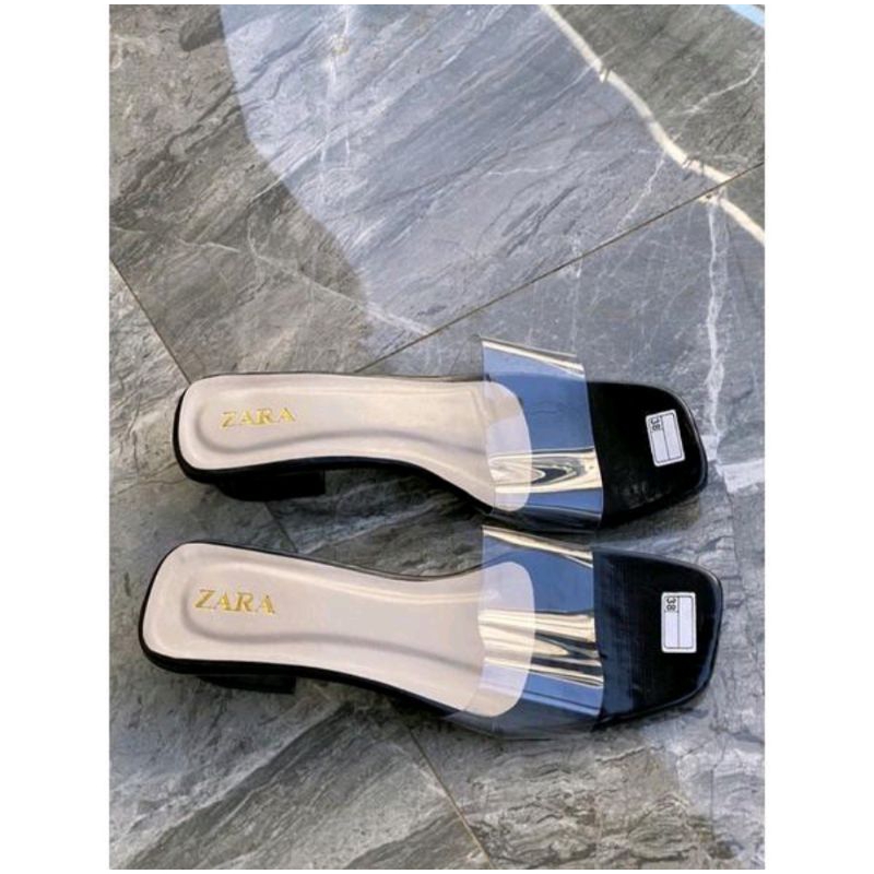 sandal hak tahu mika bening 3cm