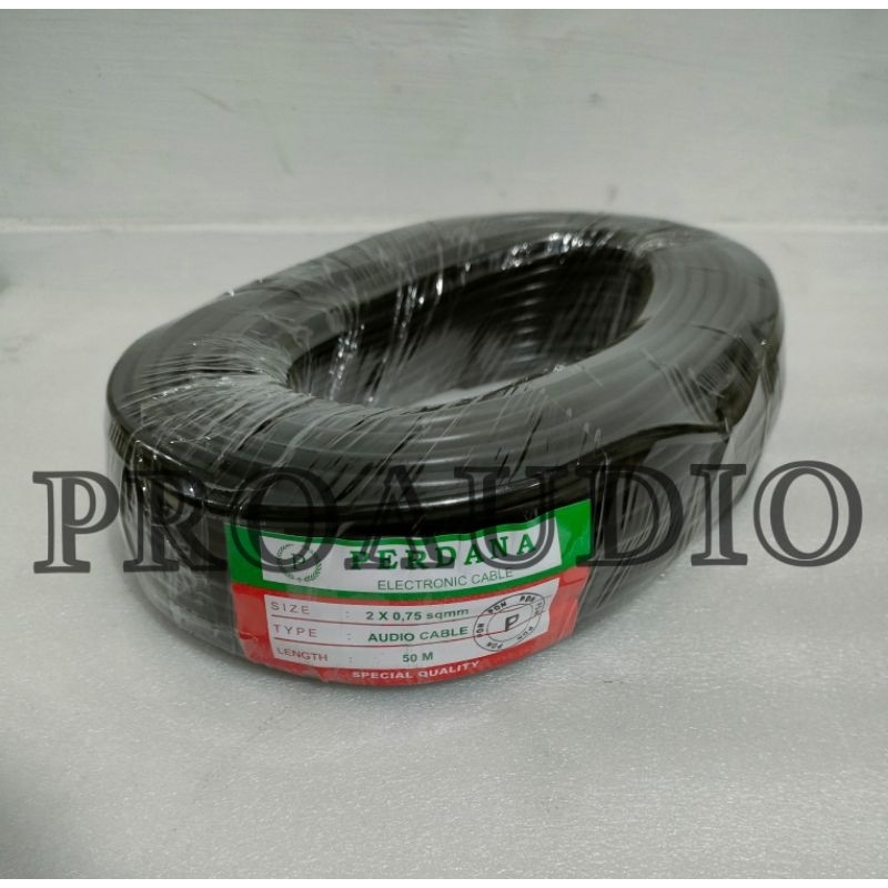 1 Rol kabel Speaker Audio PERDANA 2 X 0.75 Sqmm 18 AWG hitam