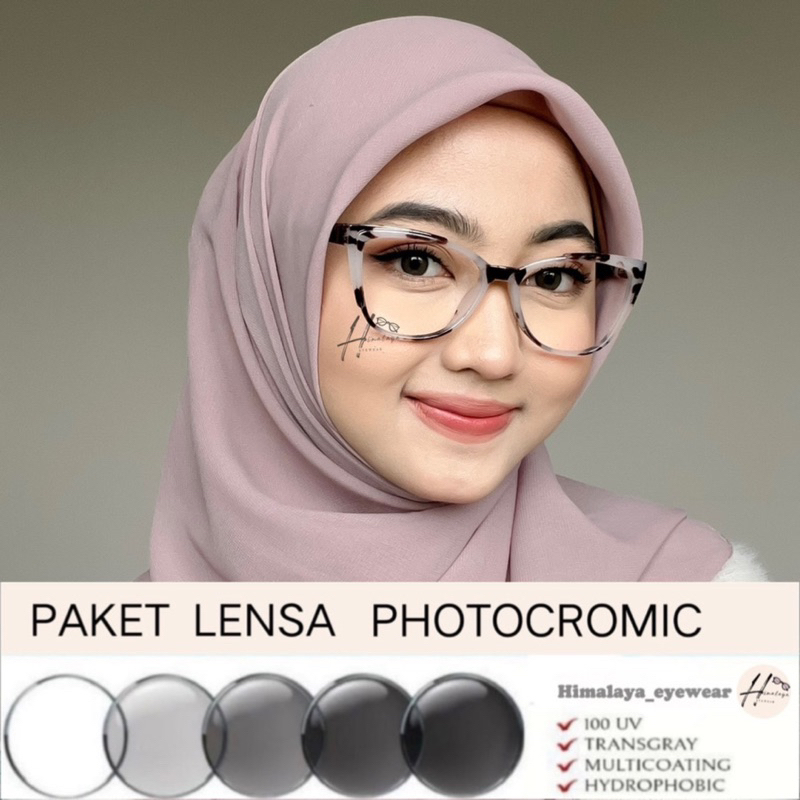 PAKET PHOTOCROMIC | Kacamata Minus | Cat Eye BIANCA | Kacamata Wanita 7006