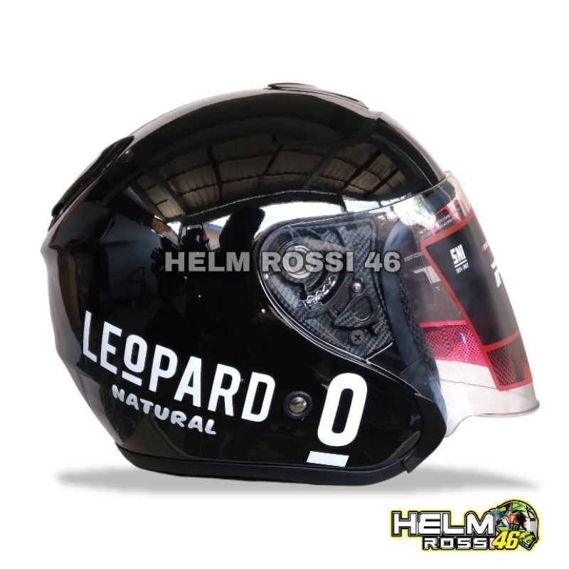 Helm Kyoto Priest Osaka LEOPARD HITAM GLOSSY Solid - Visor Venom Original Free Box Packing