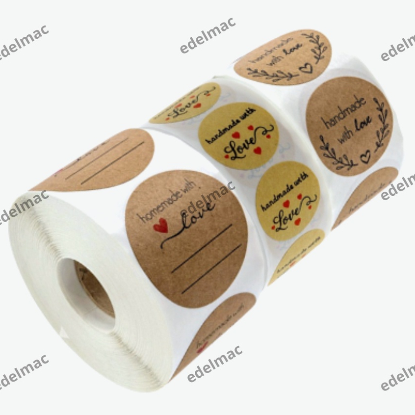 

Roll [500pcs] Stiker Handmade with Love | Sticker Thank You Gift Handy Craft DIY