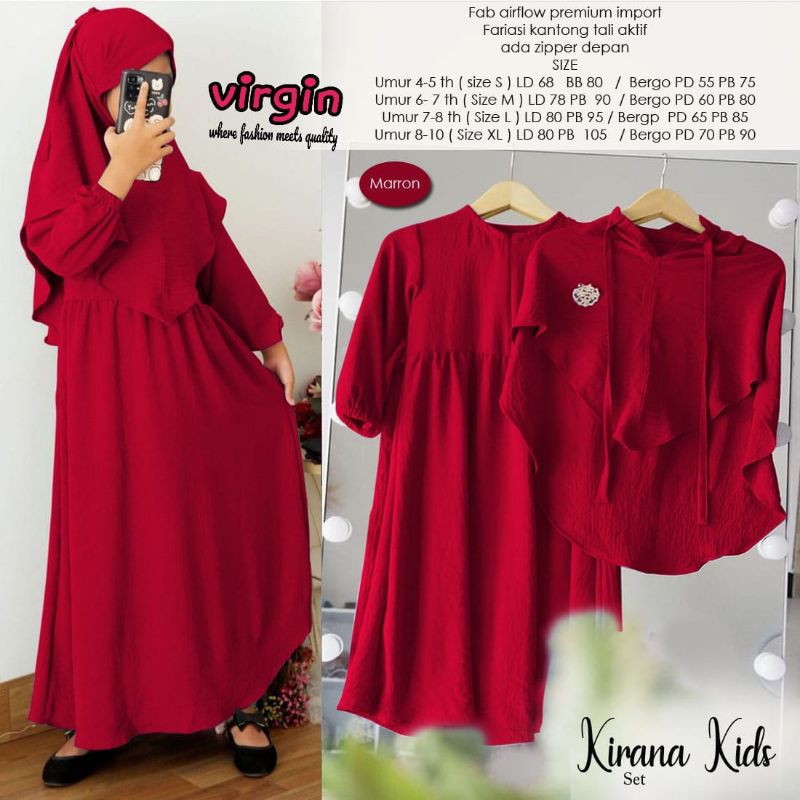 Kirana set kids gamis anak bahan cringkle