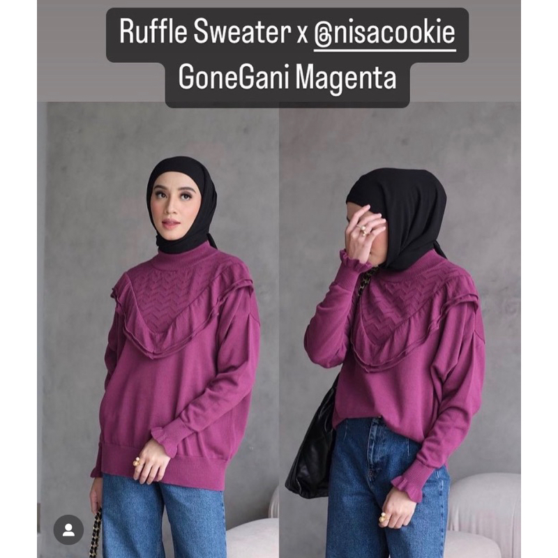 Ruffle Sweater GoneGani X Nisa Cookie GG Magenta