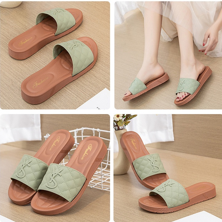 Sandal Slop Flat Wanita Sandal Wanita Slip On Fashion Korea Style Cewek Sandal Kasual Nyaman Lentur Empuk PVC Azgalery SPT-34