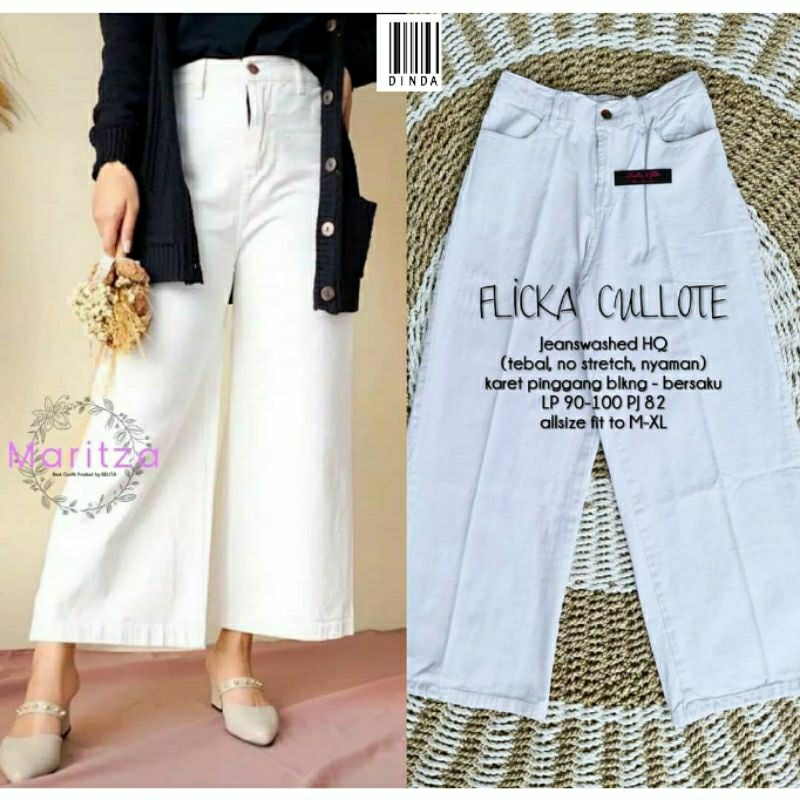 Kulot jeans putih. Kulot Wanita Jeans Putih