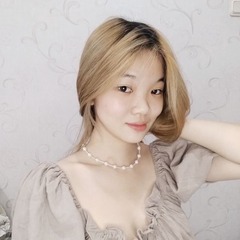 Bethany Korean Pearl Choker Glass Beads Necklace Kalung Mutiara Manik Glossy Gaya Korea Style