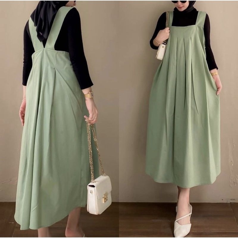 Berrynka Overall Dress Wanita Crinkle Airflow Korean Look