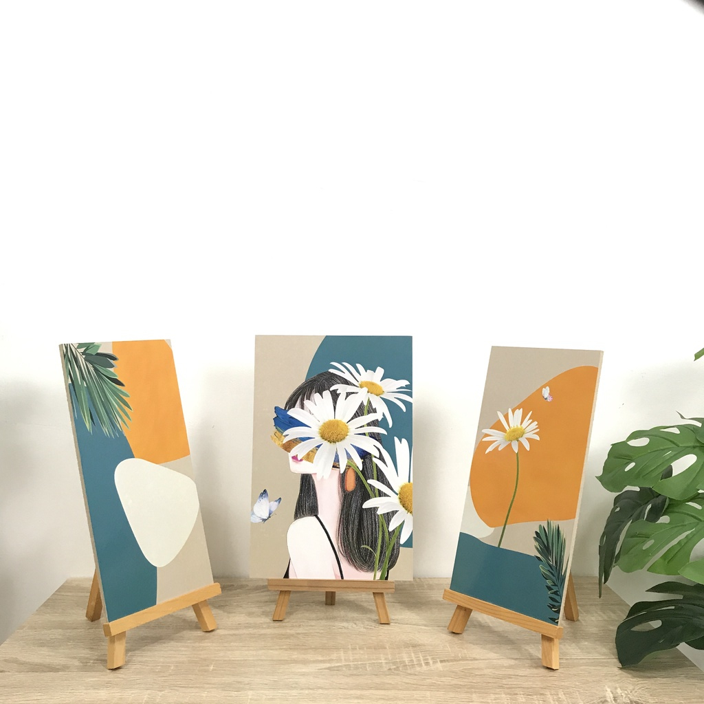 HIASAN DINDING GIRL SUN FLOWER AESTHETIC (FULL SET ISI 3) WALL DECOR PAJANGAN DINDING POSTER KAYU RUANGAN