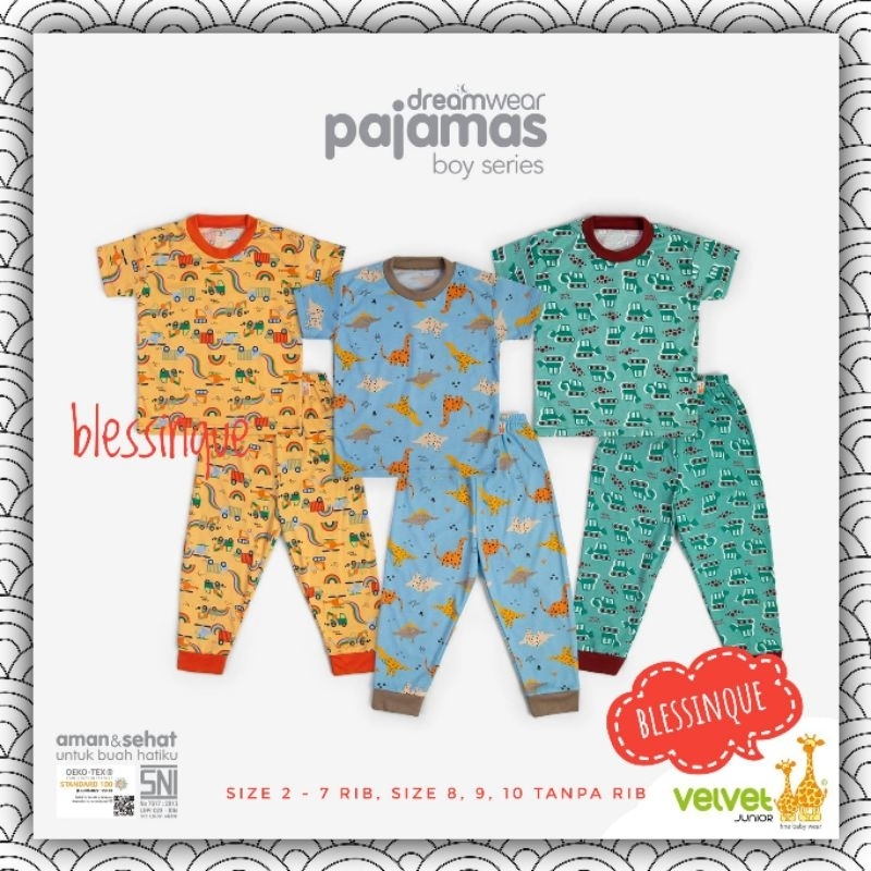 PIYAMA LENGAN PENDEK Dreamwear BOY Velvet Junior BIG SIZE 2-10 Tahun