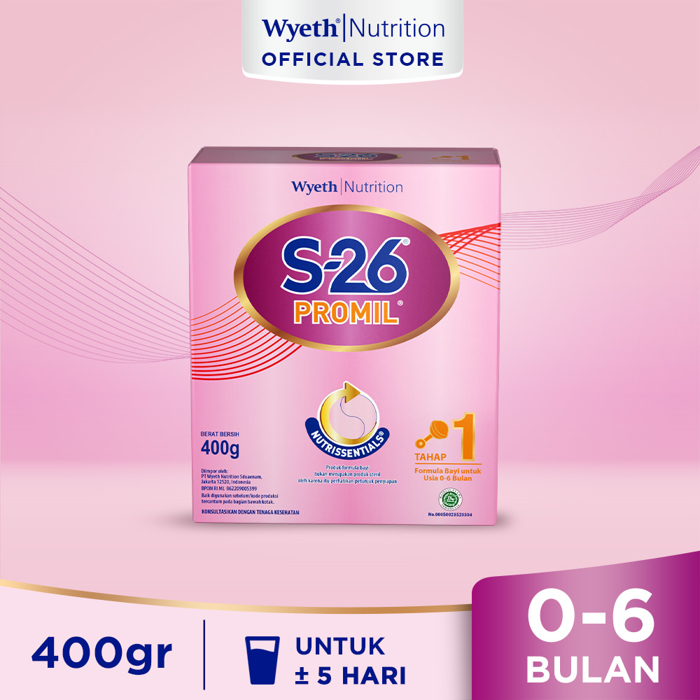 S-26 Promil Tahap 1 Susu Formula  Usia 0-6 Bulan, Kotak 400 gr