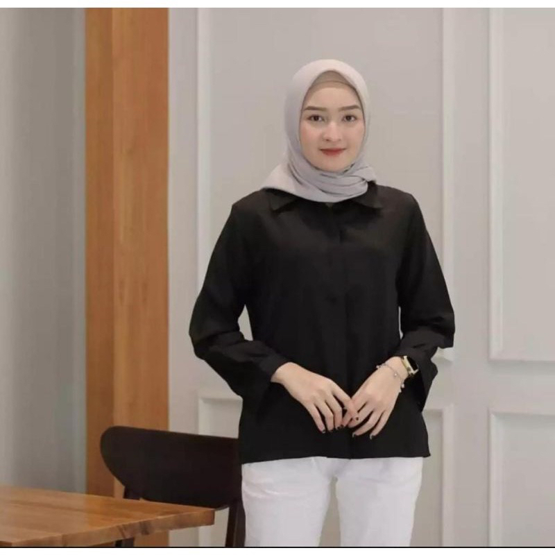 TERLARIS !!! KEMEJA POLOS BASIC / KEMEJA PUTIH KERJA / KEMEJA BASIC TOP / KEMEJA WANITA