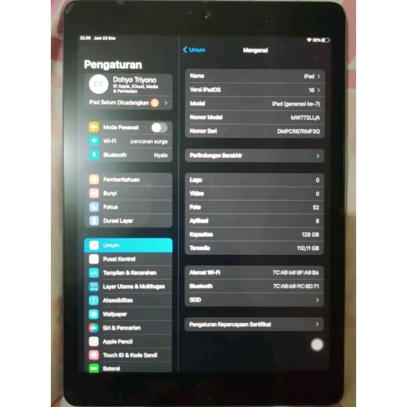 Ipad 7 128GB Wifi Only