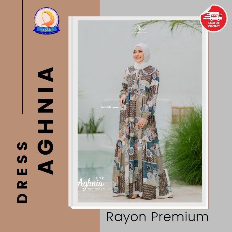 Aghnia Dress By Arrafi Hijab Baju Gamis Dewasa Motif Terbaru || Anniha Collection