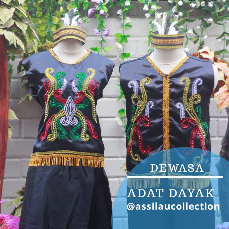baju adat Kaltim/Dayak ukuran dewasa komplit plus asseesoris//pakaian adat Dayak/Kaltim ukuran dewas