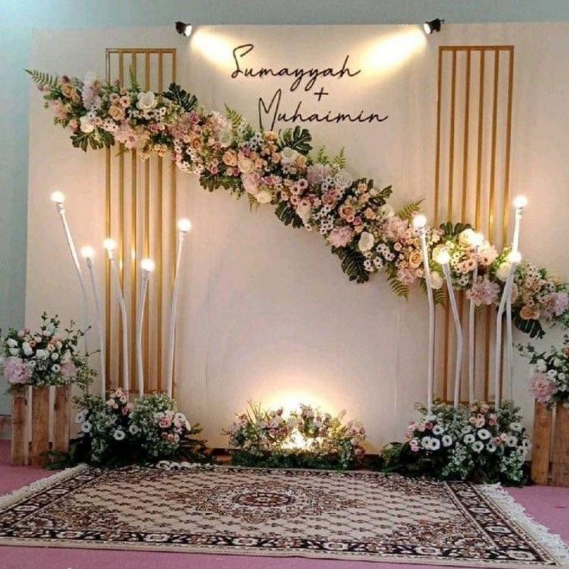 Dekorasi backdrop pernikahan 3 meter bunga artificial