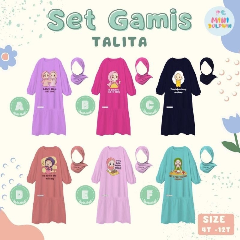 SET GAMIS TALITA MINI DOLPHIN | GAMIS ANAK FREE HIJAB
